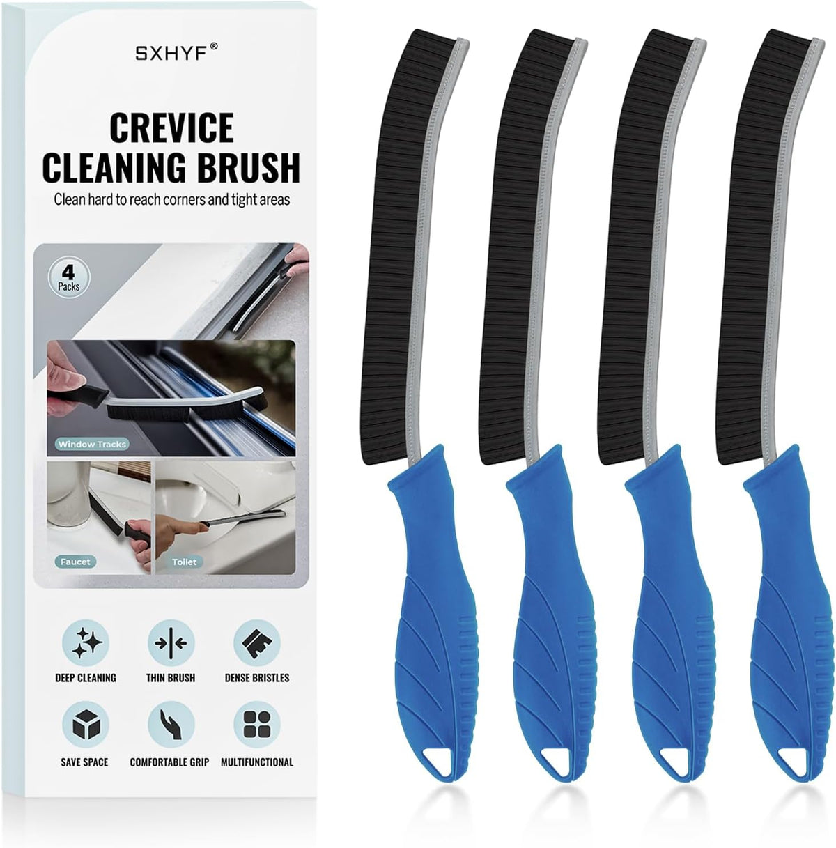 SXhyf Crevice Cleaning Brush - Grout Scrub Brush, House Cleaning Supplies, Gap Cleaning Tools, Home Essentials, Gifts for Women Men, Hard Bristle Crevice Cleaner Brush for Household Use, Bathroom