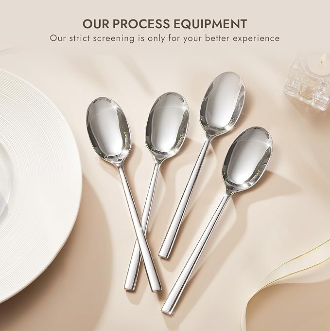 KINGSTONE Dinner Spoon Set, 12-Piece Tablespoons Silverware Spoons, Premium Food Grade Stainless Steel Spoons, Mirror Finish & Dishwasher Safe, Use for Kitchen, Home, Wedding, Party