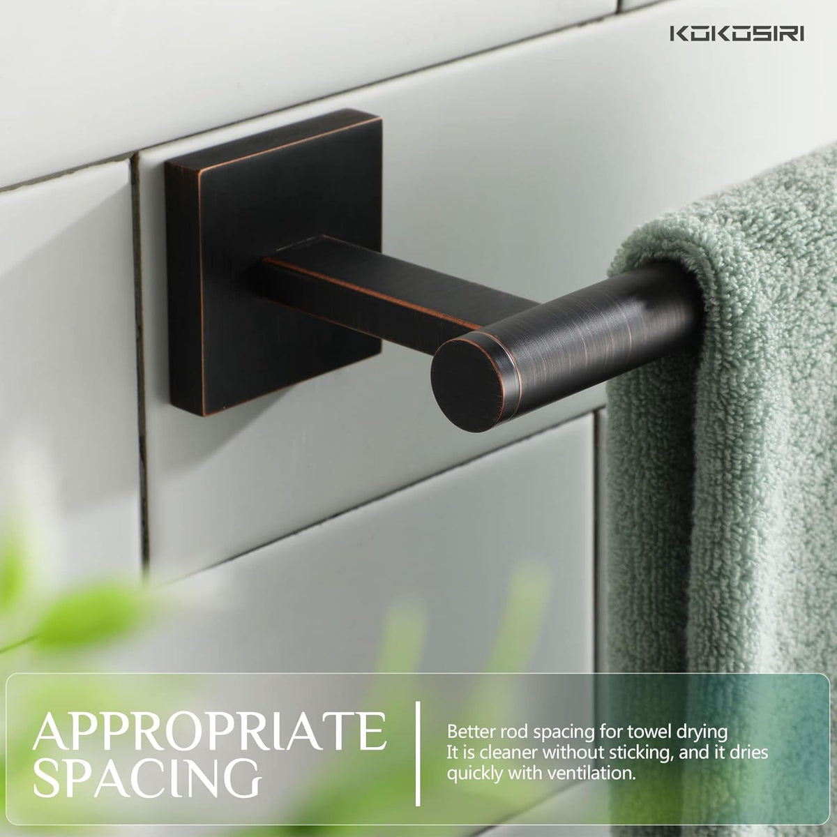 KOKOSIRI Bathroom Towel Bar Hand Towel Holders Wall Mount Screw in Toilet Washroom Rails Stainless Steel Bath Accessories Oil Rubbed Bronze 2 Pack, B3008ORB-P2