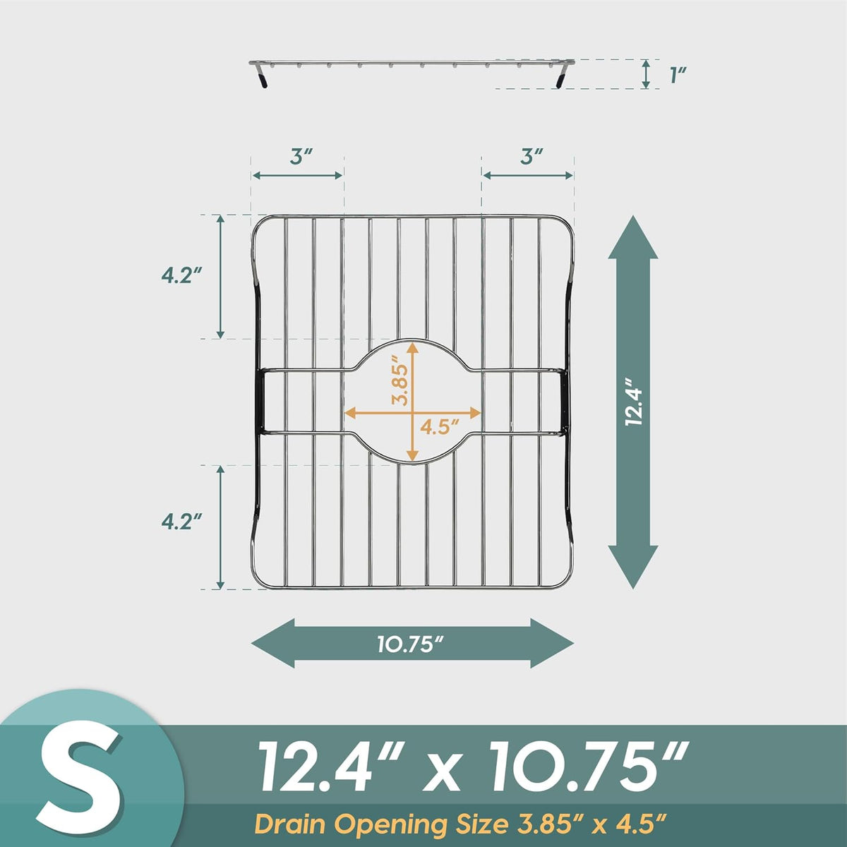 SunnyPoint 304 Stainless Steel Sink Protector Rack – Rust-Resistant Grid for Kitchen Sink Bottom, Scratch Prevention, Drainage Support – Fits Sinks 10.75" x 12.4", Center Drain Hole Required