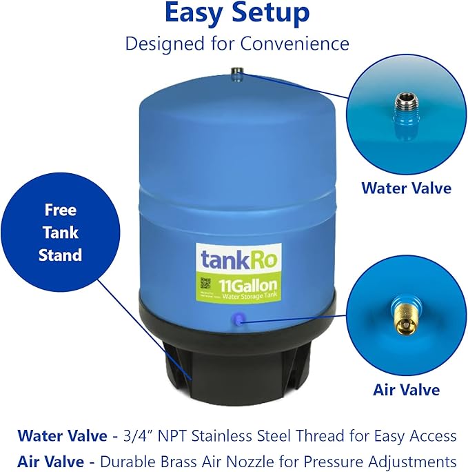 – RO Water Filtration System Expansion Tank – 11 Gallon Water Tank – Large Reverse Osmosis Water Storage Pressure Tank