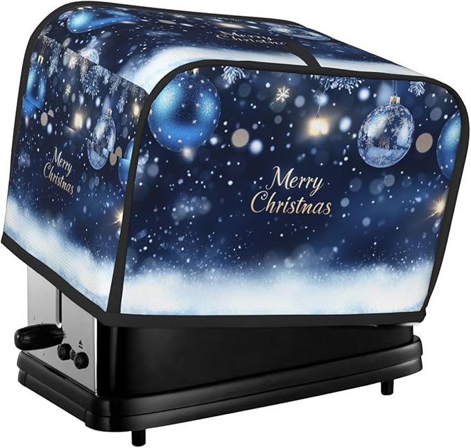 Toaster Cover 2 Slice Christmas Ball Blue Snow Winter Kitchen Small Appliance Covers with Pockets Dust and Fingerprint Protection