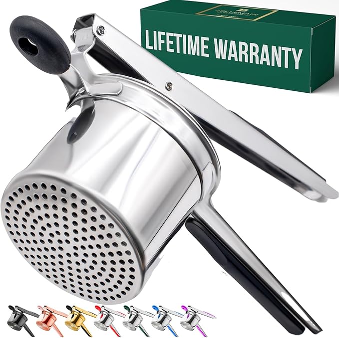 Bellemain Large Potato Ricer 15oz – Heavy Duty Stainless Steel Potato Masher for Smooth Mashed Potatoes, Baby Food & Gnocchi Maker