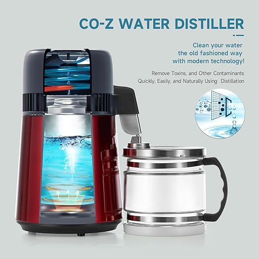 CO-Z Water Distiller, Stainless Steel Distilling Pure Water Machine for Home Countertop Table Desktop, 4L Distilled Water Making Machine, 4 Liter Water Purifier to Make Clean Water for Home