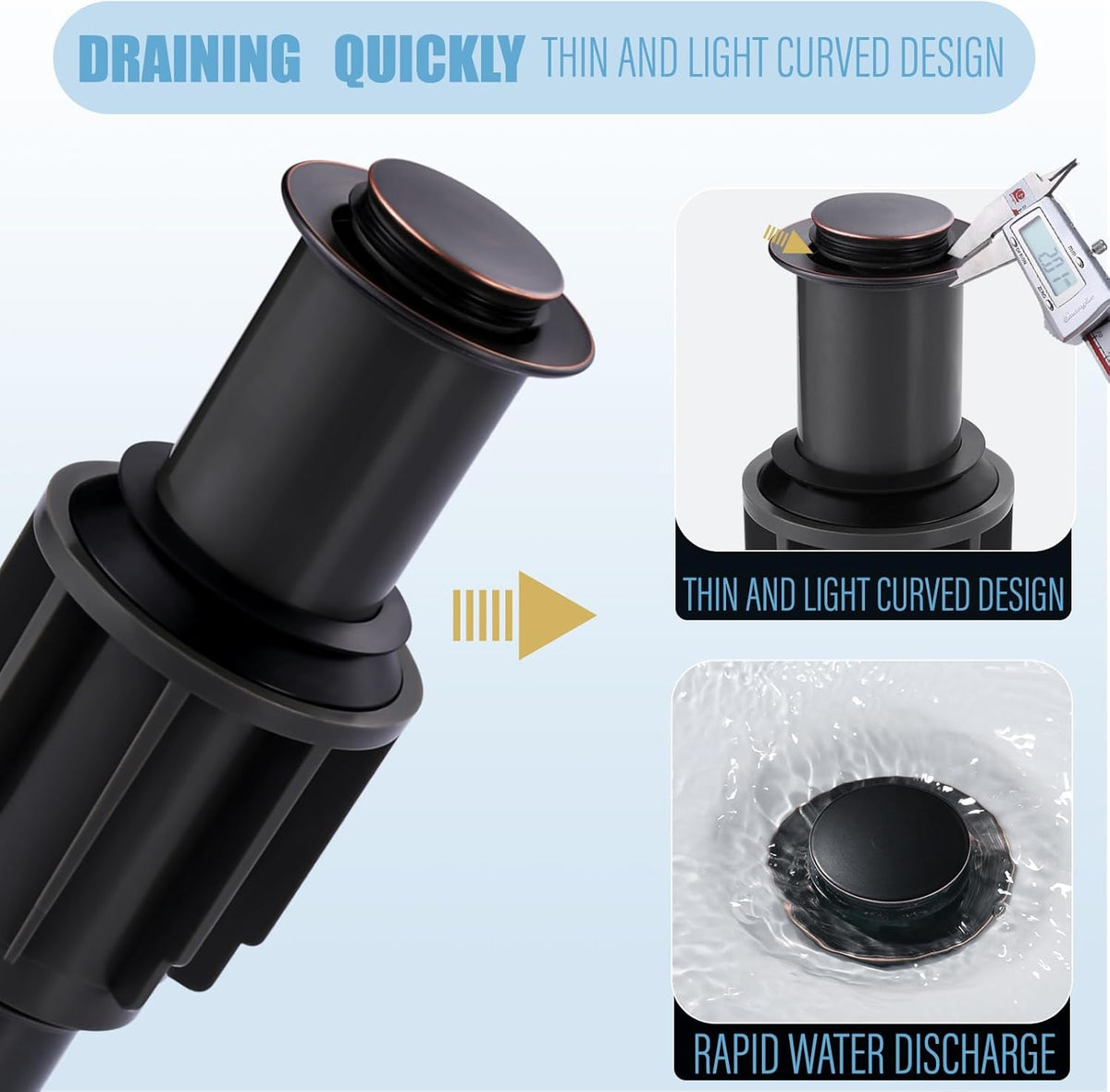 ALEASHA Pop Up Sink Drain Without Overflow, Bathroom Sink Drain Vessel Sink Stopper Pop Up Sink Drain Stopper, Pop Up Drain for Bathroom Sink Drain Strainer for Hair Catcher,Oil Rubbed Bronze