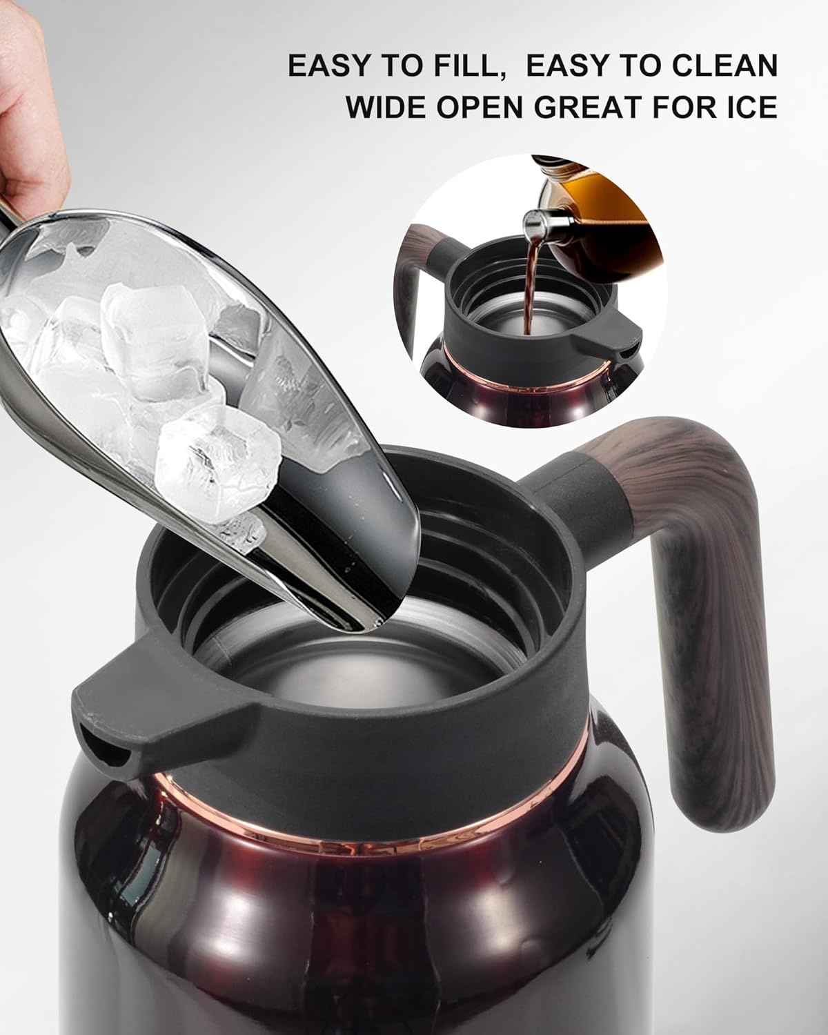 Carafes for Hot Liquids 51 oz - 12 Hour 2 PCS Stainless Steel Thermal Coffee Carafe-Insulated Coffee Carafes For Keeping Hot/Cold Coffee, Tea, Water, 1.5 Liter Beverage Dispenser(red/red)