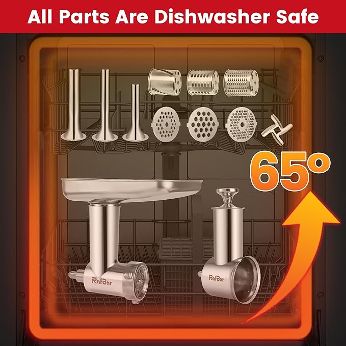 Meat Grinder & Slicer Shredder Attachments for KitchenAid Stand Mixer, All Parts Dishwash Safe, Stainless Steel Cheese Grater Attachments for KitchenAid Mixer Accessories