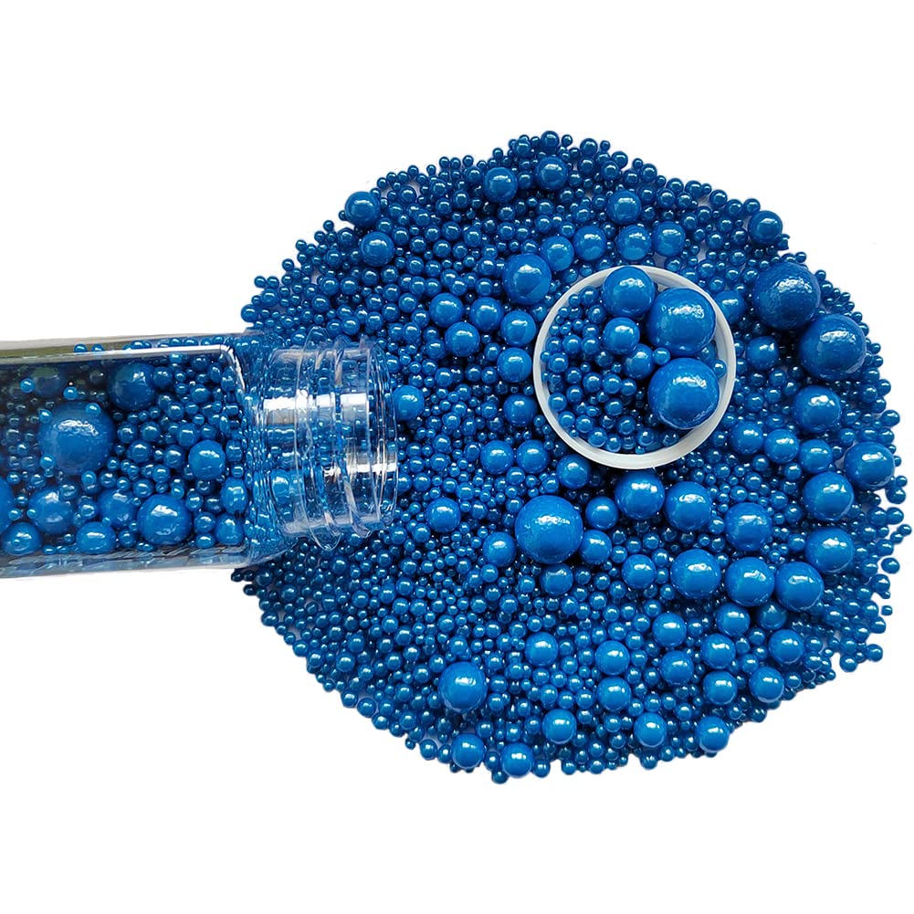 Edible Royal Blue Sugar Pearls Candy Sprinkles 120G/ 4.23Ounce Baking Cake Sprinkles Cupcake and Cake Topper Cookie Decorations Wedding Party Valentines Halloween Christmas Supplies