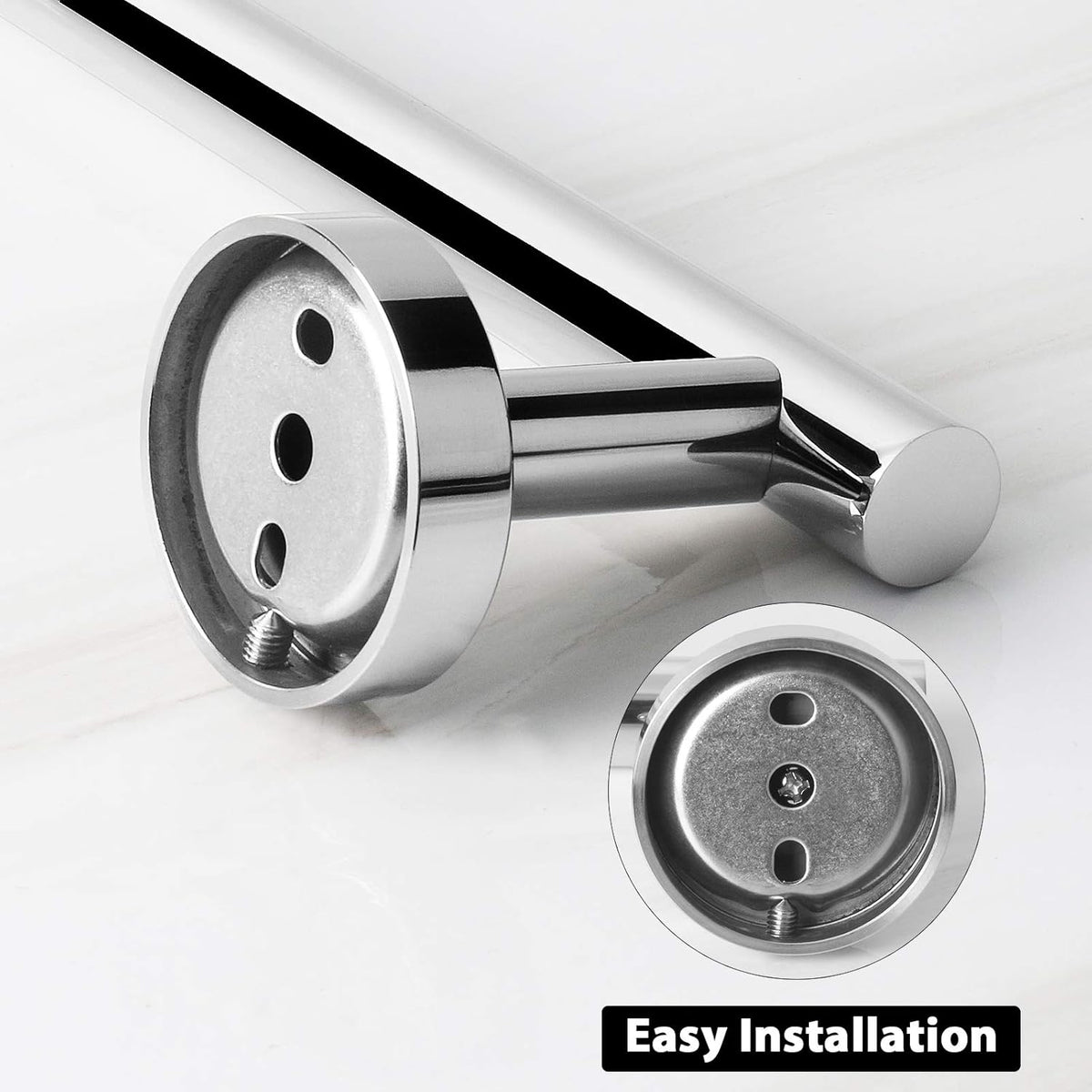 NearMoon Bath Towel Bar, Bath Accessories Thicken Stainless Steel Shower Towel Rack for Bathroom, Towel Holder Wall Mounted (1 Pack, Chrome Finish, 9 Inch)