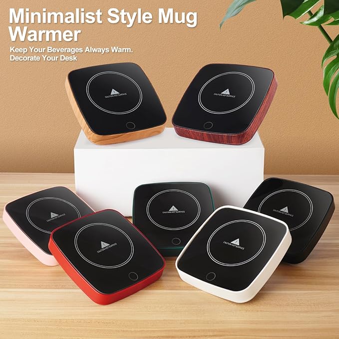Coffee Mug Warmer Waterproof Smart Cup Warmer with 3 Temperature Setting for Warming & Heating Coffee, Beverage, Milk, Tea and Hot Chocolate (Red)