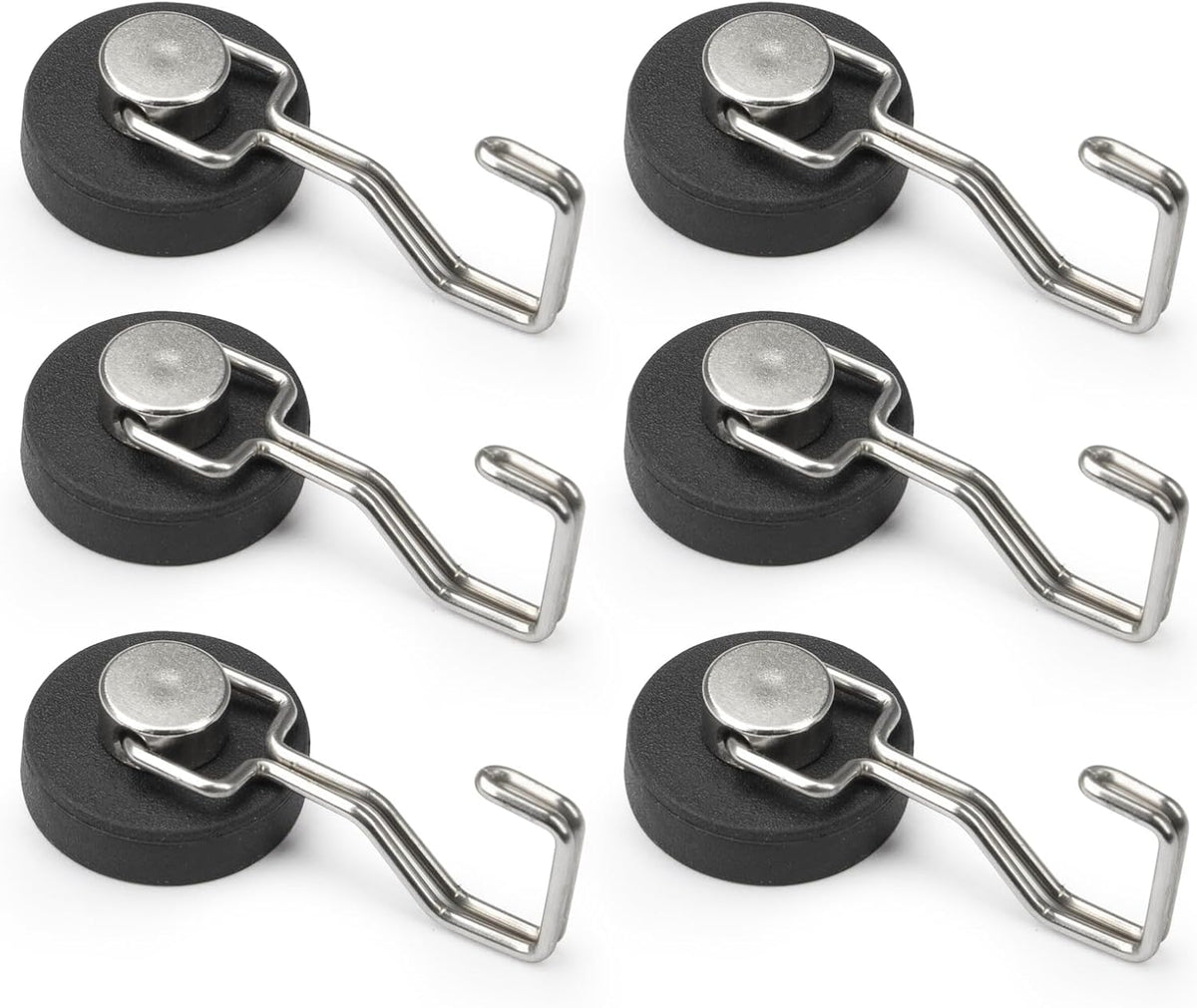 Rubber Coated Magnetic Hooks for Cruise Ship Cabin,Kitchen,Garage,Classroom and Office Waterproof Heavy Duty Metal Hangers with Increased Friction and Anti-Scratch Protection(6, Sliver)