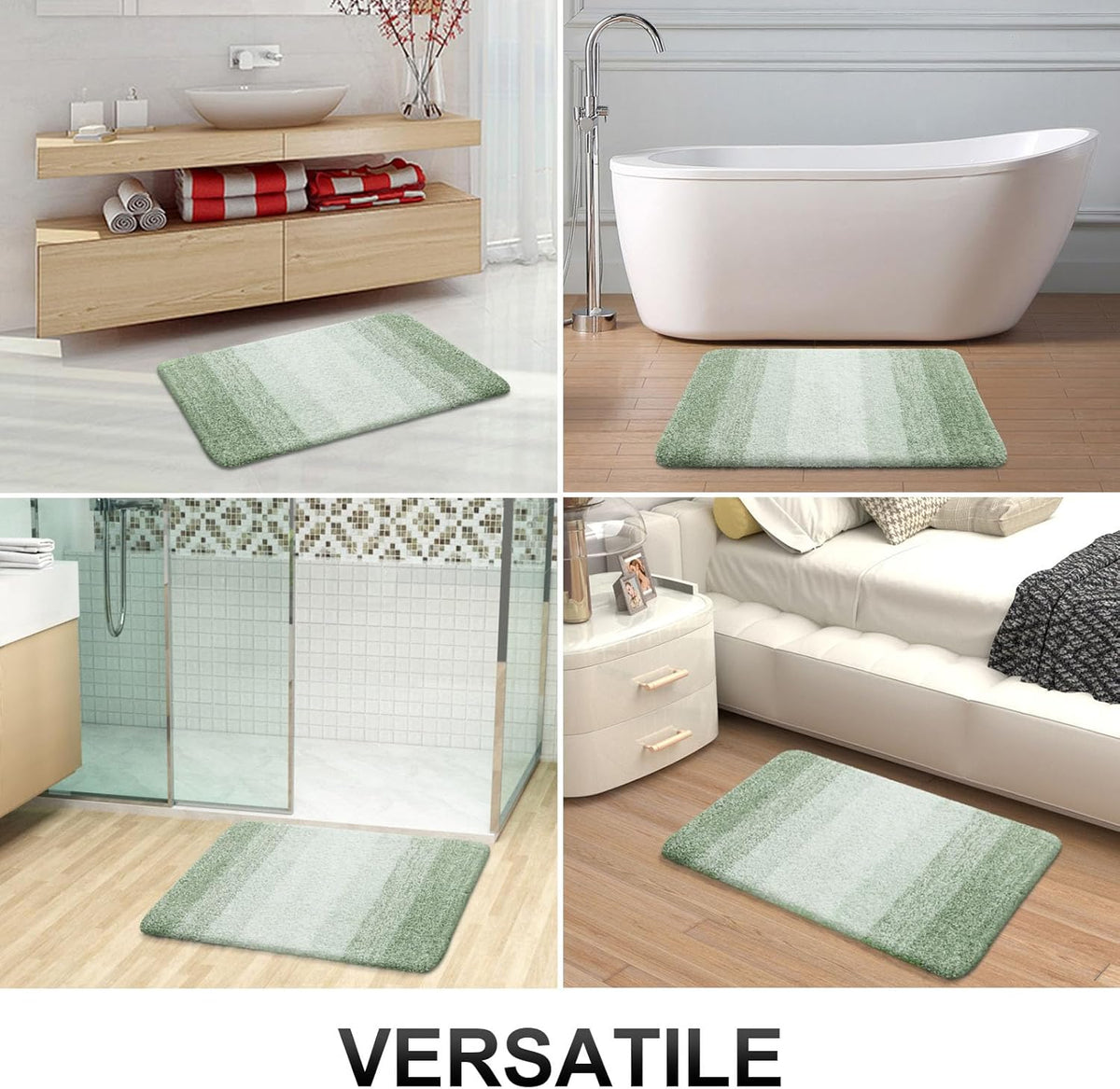 OLANLY Bathroom Runner Rugs 70x24, Extra Soft Absorbent Microfiber Bath Rugs, Rubber Backing, Quick Dry, Washable Bath Mats for Bathroom Floor, Tub and Shower, Home Decor Accessories, Sage Green