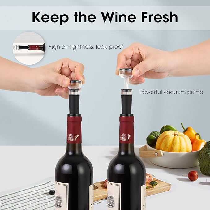 Beneno Multifunctional Wine Bottle Opener Gift Set - Wing Corkscrew, Foil Cutter, Vacuum Stopper & Aerator Pourer, Perfect for Wine Lovers Man Woman, Black Set