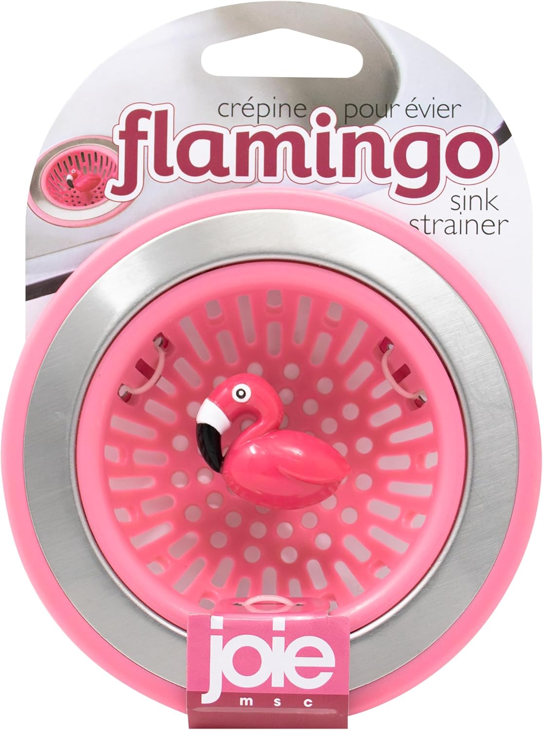 Joie Flamingo Kitchen Sink Strainer Basket, Drain Cover, Pink, 1 Count