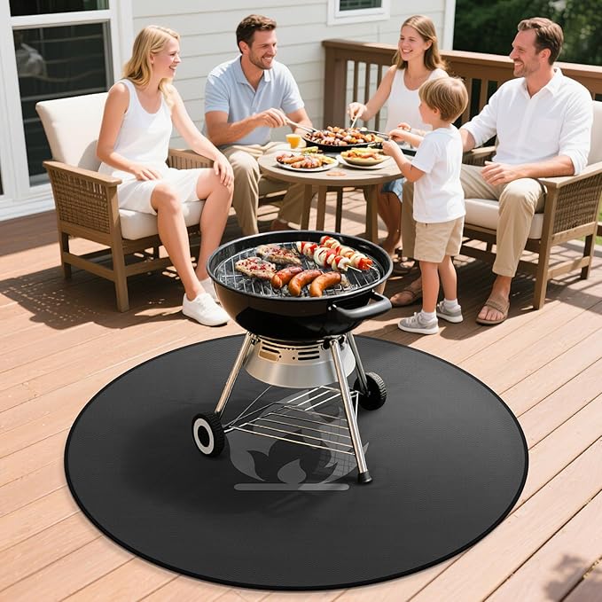 36" Fire Pit Mat for Solo Stove Bonfire: Round Fireproof Under Grill Mat Heat Insulated Indoor Fireplace Pad Protector for Decks, Patios, Grass, BBQ Smoker, Portable Reusable Oil-Proof and Waterproof
