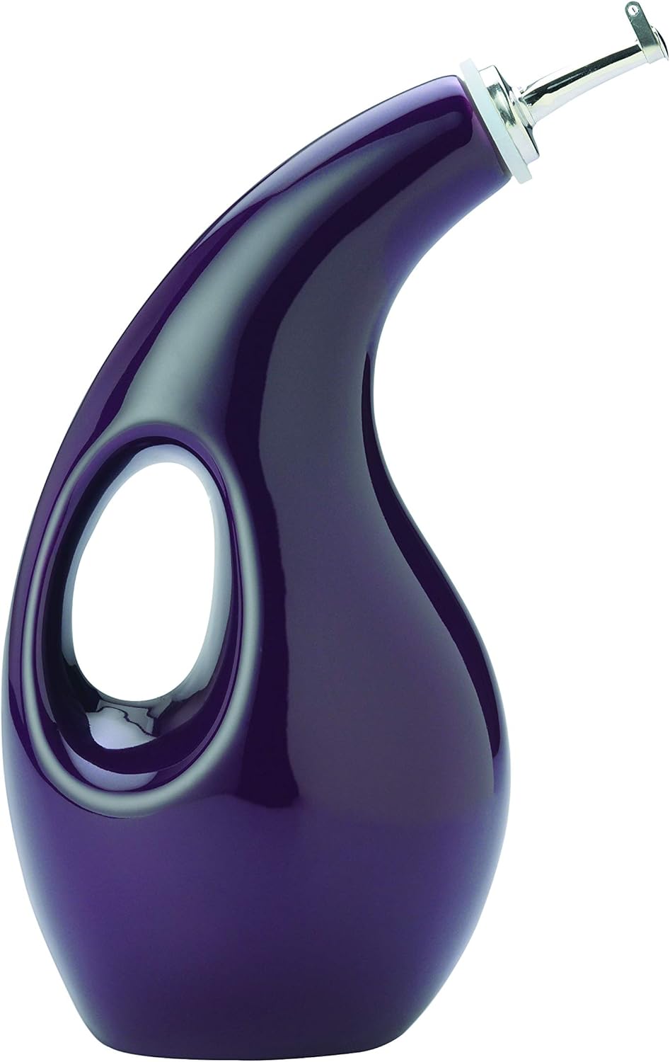 Rachael Ray Solid Glaze Ceramics EVOO Olive Oil Bottle Dispenser with Spout, One Size, Purple