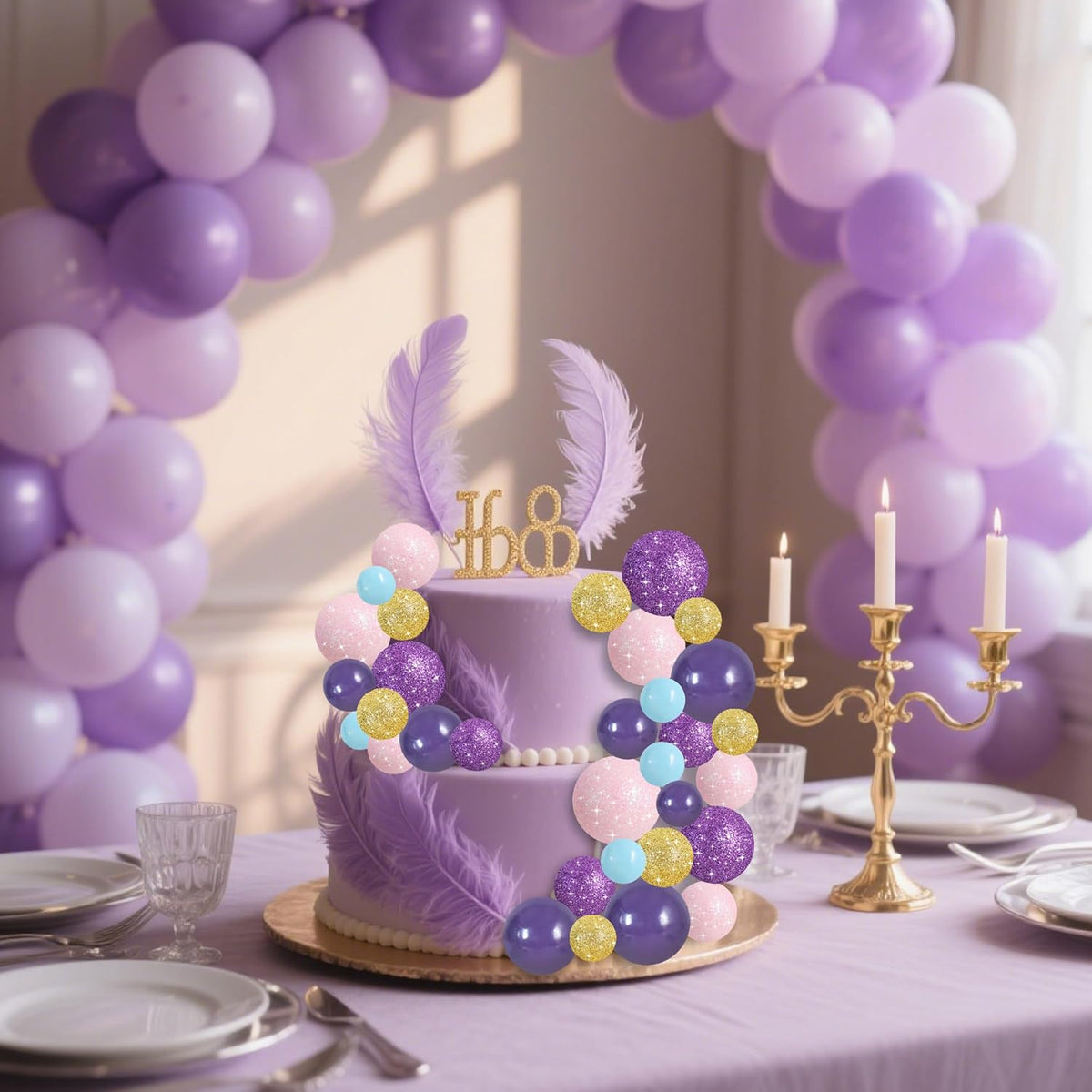 BEISHIDA 40 Pcs Foam Ball Cake Toppers with Sticks Mini Cake Decorations for Birthdays, Weddings, Baby Showers, DIY Baking Supplies, Anniversary Party (Purple, Rose, Gold, Blue)