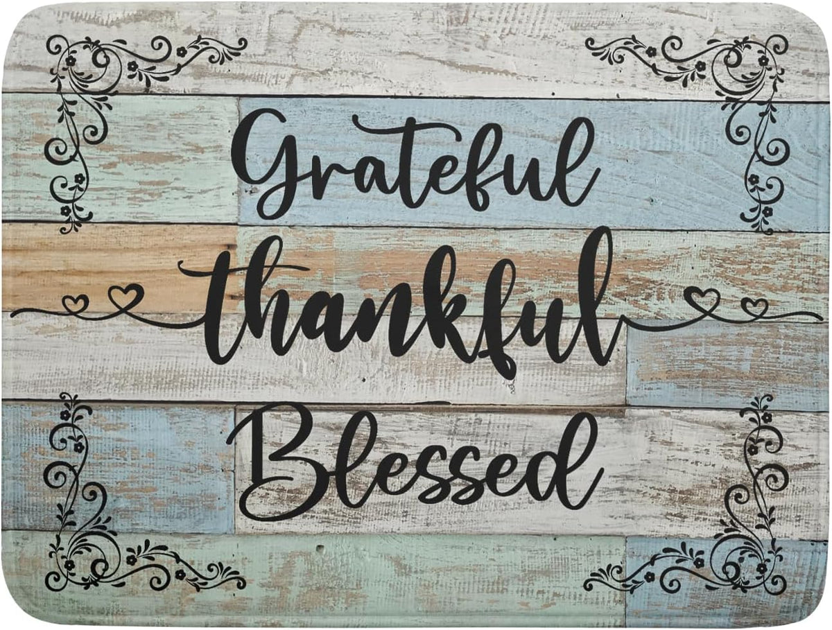 Rustic Wood Dish Drying Mat 18x24 Inch Grateful Thankful Blessed Kitchen Drainer Mats Absorbent Microfiber Rack Holder Countertop Pad