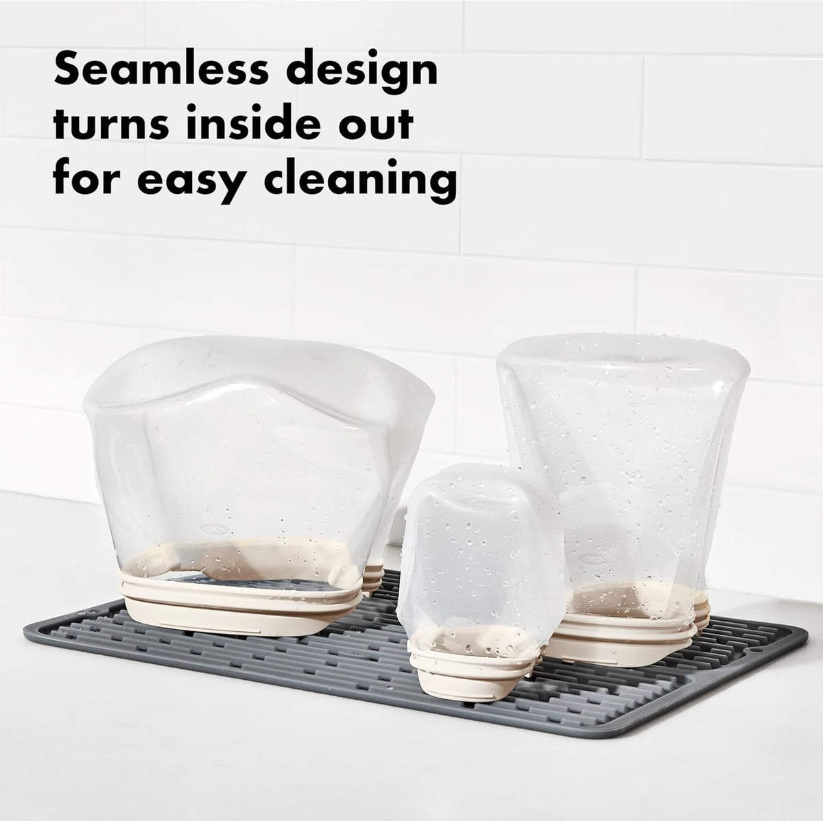 OXO Good Grips Silicone Reusable Bag – Stand-Up Quart (32 oz) - Oat