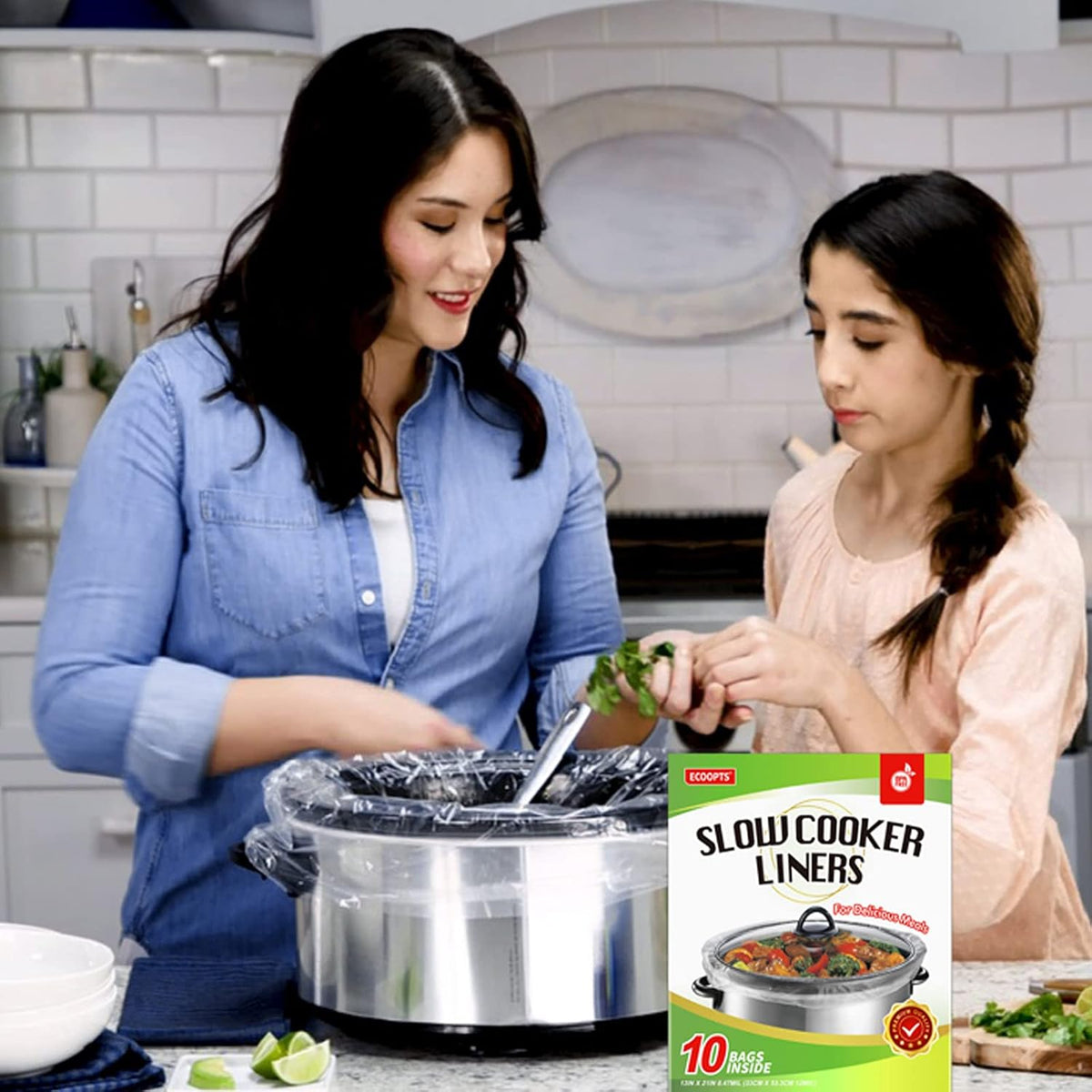 ECOOPTS Slow Cooker Liners Disposable Cooking Bags Large Size Pot Liners Fit 4QT to 8.5QT Suitable for Oval & Round Pot (20 BAGS)