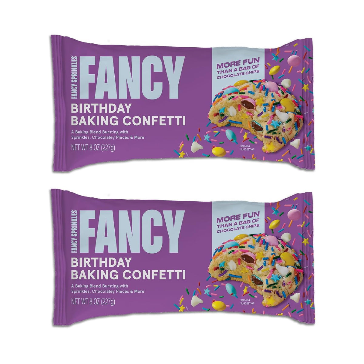 Fancy Sprinkles Birthday Baking Confetti Sprinkles and Chocolate Pieces, Crunchy Jimmies, Chocolate Gems, Candy-Coated Chocolatey Morsels, Star Confetti Pieces, And White Morsels 8 oz Bag (2 Pack)