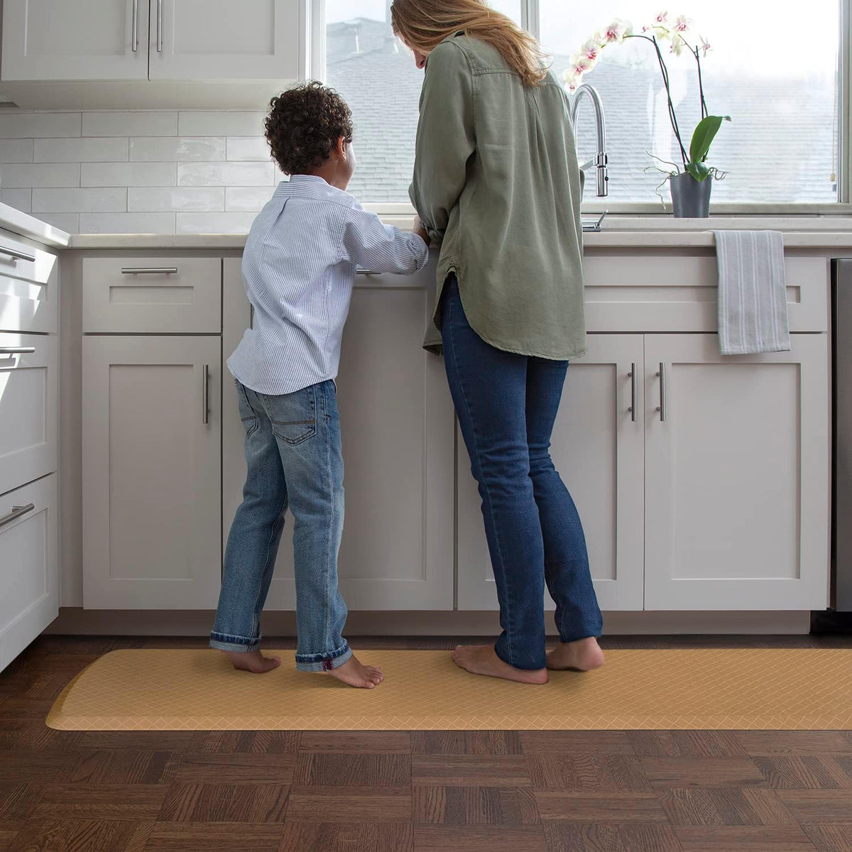 GelPro Elite Premier Gel & Foam Anti-Fatigue Kitchen Floor Comfort Mat, 20" x 72", Basketweave Khaki
