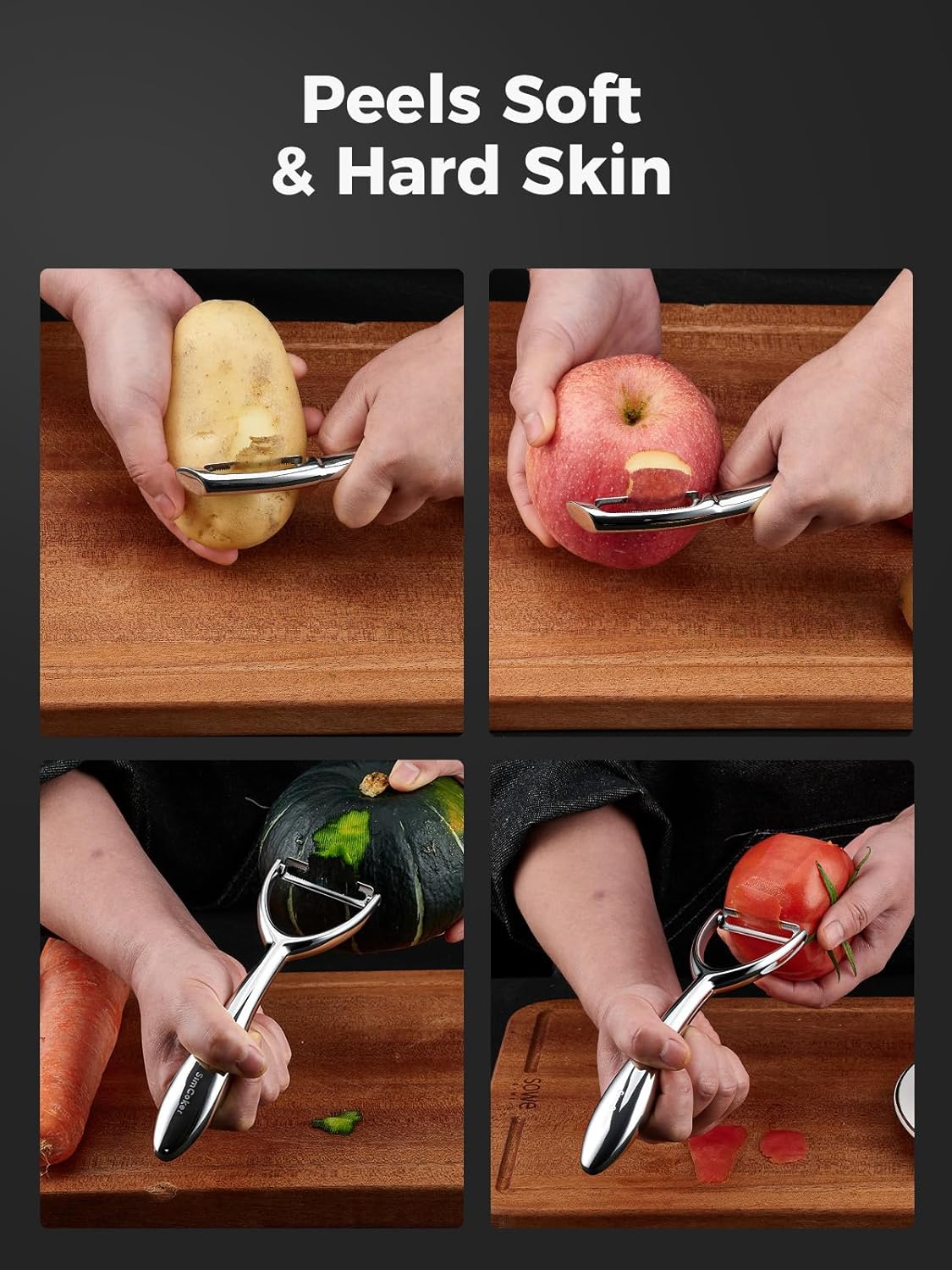 Premium 304 Stainless Steel Peeler Set – Ultra Sharp Y & I Peelers with Ergonomic Non-Slip Handle, Multifunctional Kitchen Fruit and Vegetable Peeler, Dishwasher Safe