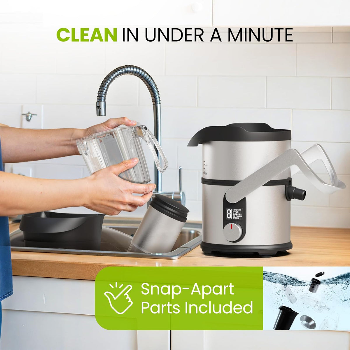 Eurolux 800W Premium Centrifugal Juicer for Whole Fruits and Vegetables – TurboJet Extraction System – 5-Speed Dial with Digital Display – Wide 3” Feed Chute – Easy to Clean – BPA-Free- Stainles Steel