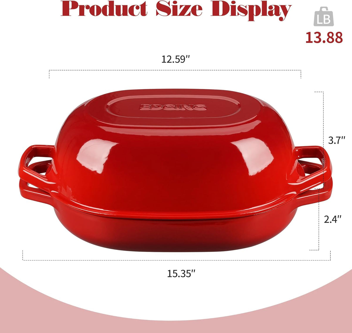 Enameled Cast Iron Dutch Oven Pot with Lid, Oval Dutch Oven for Bread Baking, Bread Oven for Homemade Sourdough Bread Baking, 7qt, Red