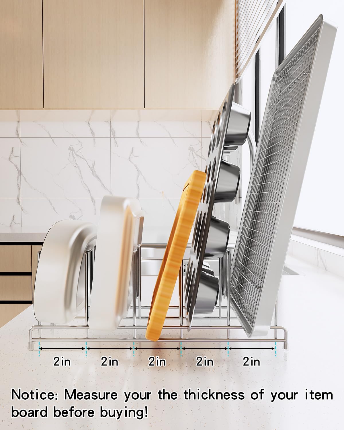 YQh 2 pack, pot cover rack, cutting board rack, kitchen cabinet or counter baking tray storage box, suitable for baking tray, cutting board, Frying pan, tray, reusable containers and covers