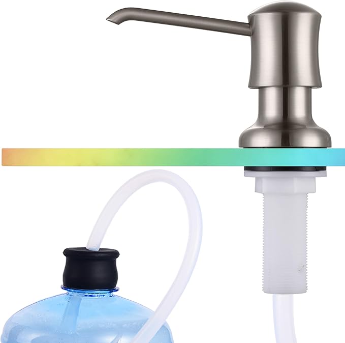 Sink Soap Dispenser for Kitchen Sink Brushed Nickel Upgrade with 40" Silicone Extension Tube Kit, Connect to Your Soap Bottle Directly