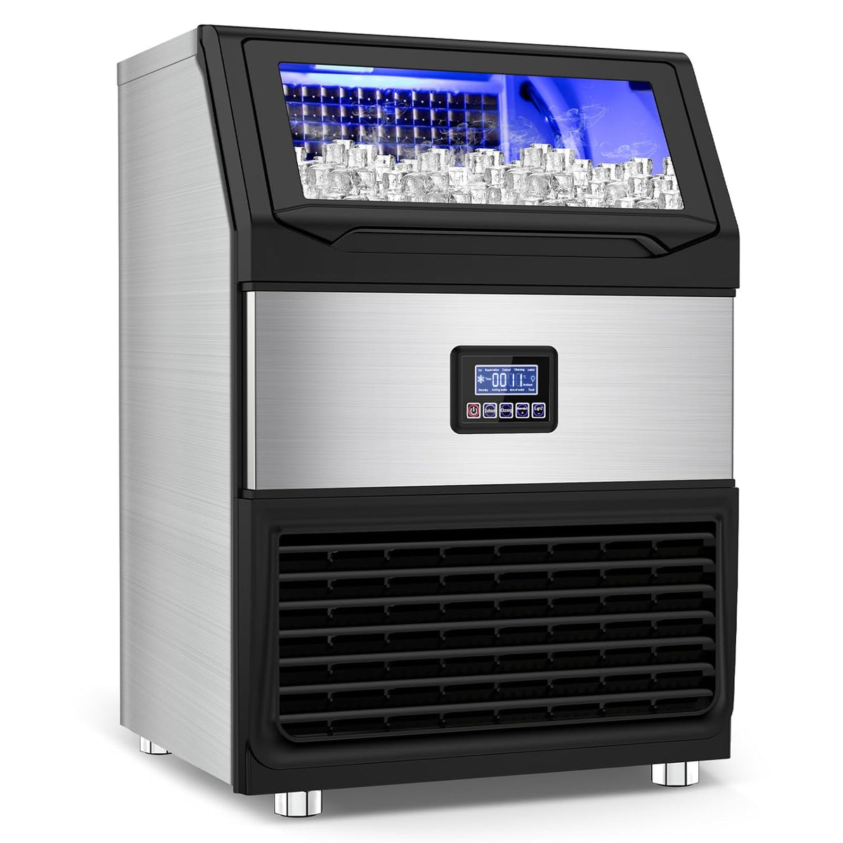 Commercial Ice Maker Machine 300LBS/24H with 75LBS Storage Bin, Stainless Steel Undercounter/Freestanding Ice Maker Machine for Home Bar Outdoor, 108PCS Ice Cubes Ice Machine, Self Cleaning