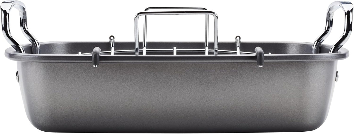 Circulon Nonstick Roasting Pan / Roaster with Rack - 17 Inch x 13 Inch, Gray
