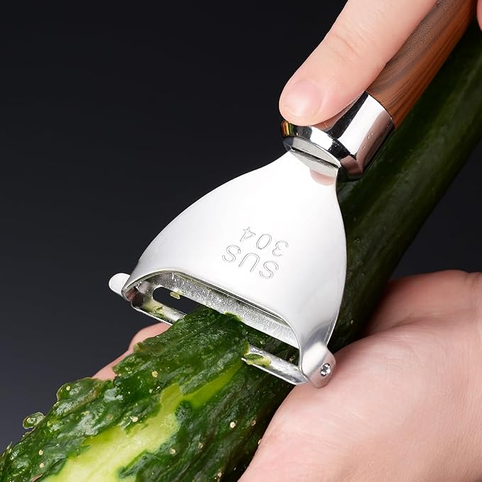 Vegetable Peeler - Stainless Steel Y-shaped peeler Non-Slip Wood Grain Handle - Efficient for Potatoes, Apples & Fruits - Durable Kitchen Tool