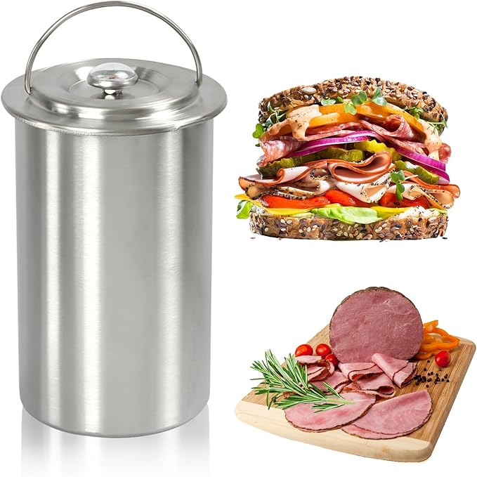 Ham Maker Meat Press Stainless Steel Deli Meat Press for Making Homemade Lunchmeat Maker, Ham Maker with Thermometer, Sandwich Lunchmeat Pressure Ham Cooker