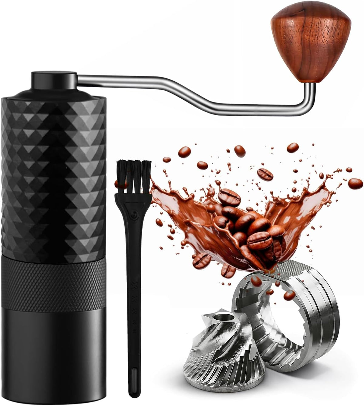 Manual Coffee Grinder - Precision CNC Stainless Steel Burr Grinder with Adjustable Settings, Double Bearings for Smooth Grinding - Ideal for Home, Office, and Camping Espresso Enthusiasts