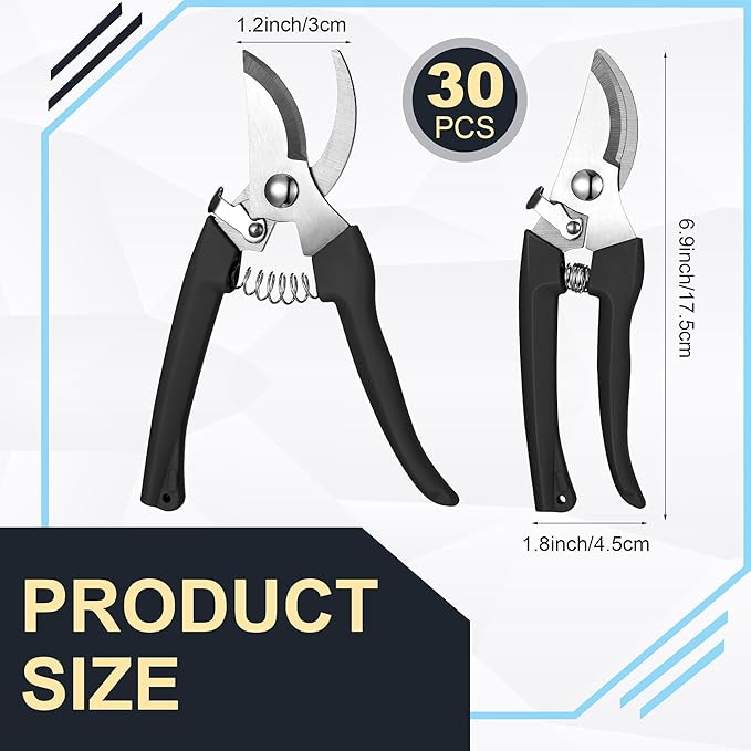 Chumia 30 Garden Flower Shears Pruning Scissors Heavy Duty Plant Scissors Trimming Garden Clippers Hand Tree Pruner for Yard Gardening Plants Hedge Flower Tree Cutting Secateurs (Black)