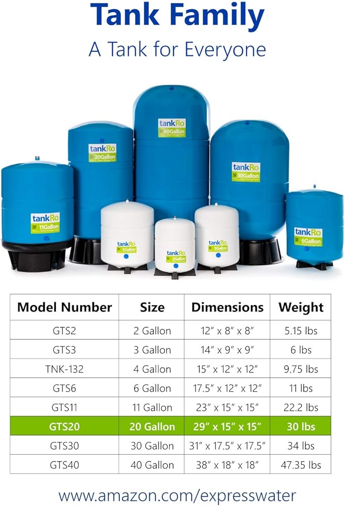 20 Gallon Reverse Osmosis Water Filtration System Expansion Tank