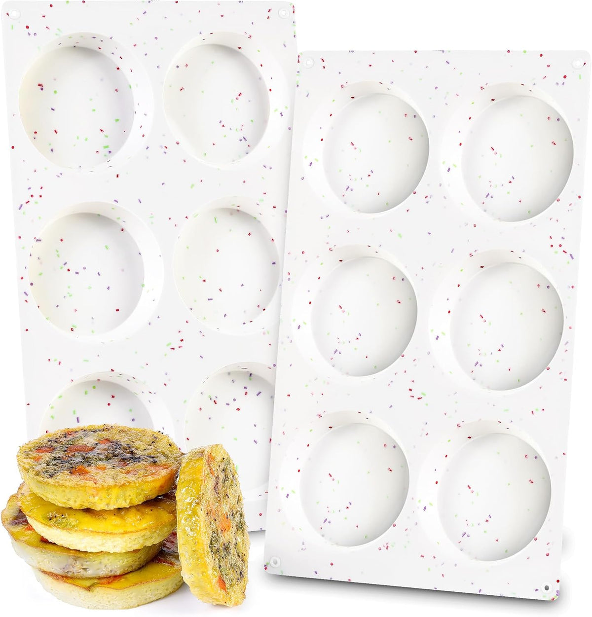 Silicone Egg Sandwich Molds, 3 Inch Muffin Top Pan Non Stick Mold for Breakfast Sandwiches, 2 Pack Whoopie Pie Pan, Circle Mold for Baking English Muffins, Egg Sandwich, Whoopie Pies