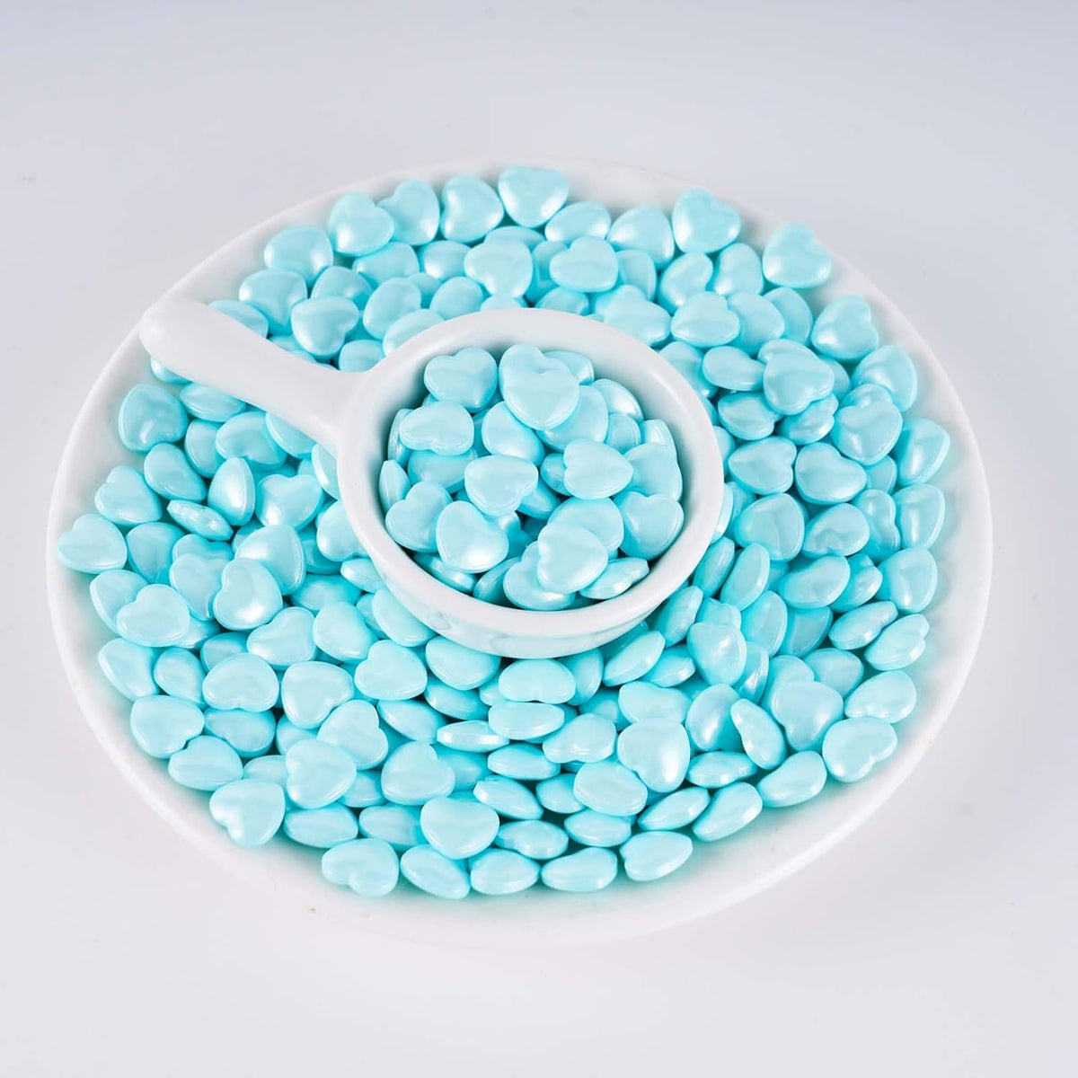 Kasvan Blue Heart Shapes Sprinkles - Edible Candy Pearls 130g/4.58 Oz, Mix Size, Baking Cake Decorations, Ice Cream Toppings and Cookie Decorating, Wedding Party Chirstmas Supplies (Blue)