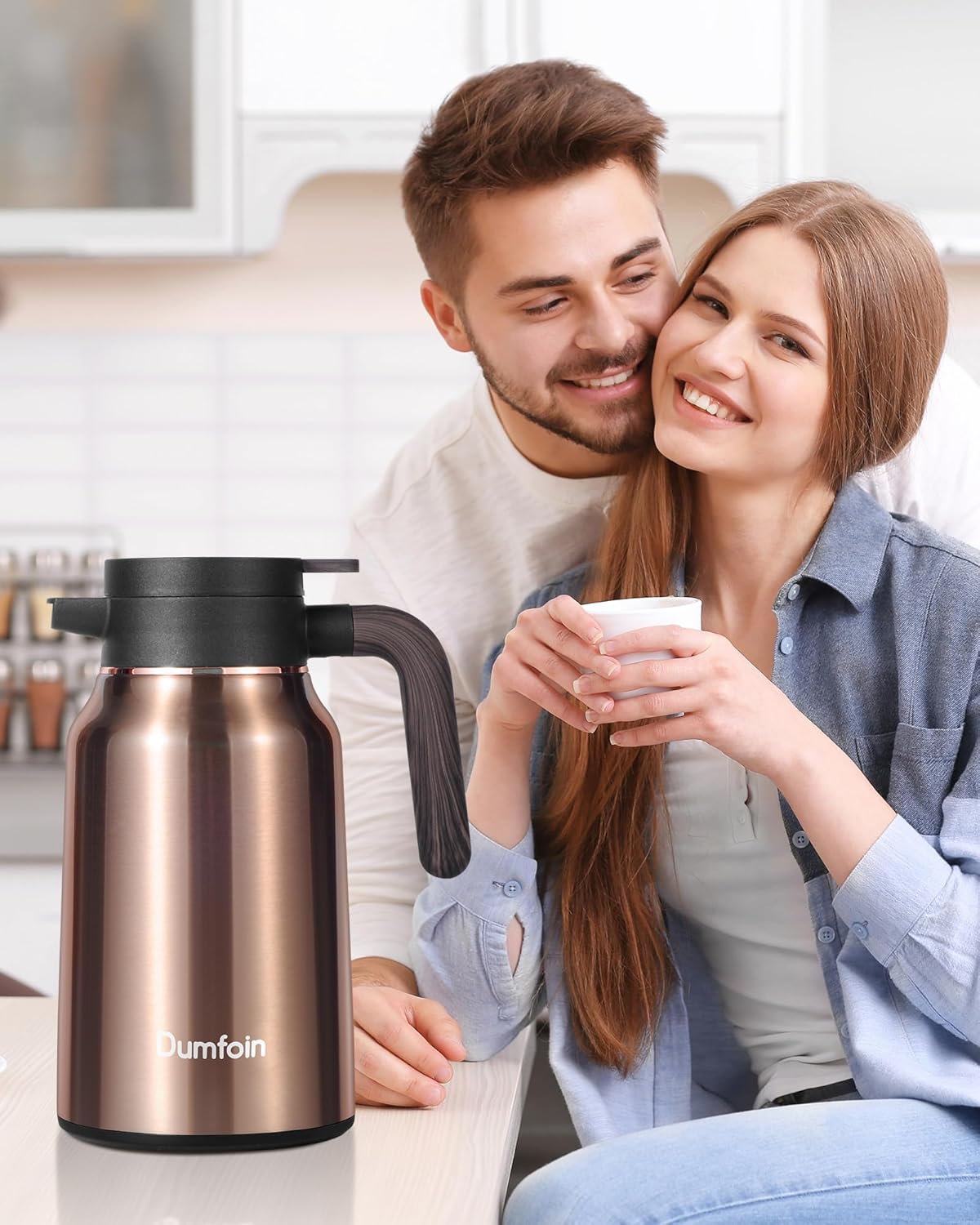 Carafes for Hot Liquids 51 oz - 12 Hour Stainless Steel Thermal Coffee Carafe-Insulated Coffee Carafes For Keeping Hot/Cold Coffee, Tea, Water, 1.5 Liter Beverage Dispenser(Gold)