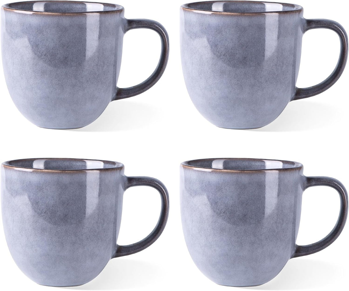 AmorArc 12oz Coffee Mugs, Ceramic Coffee Mugs set of 4 for Man, Woman, Dad, Mom, Modern Coffee Mugs with handle for Latte/Cappuccino/Milk/Cocoa. Dishwasher&Microwave Safe, Gray-Reactive Glaze