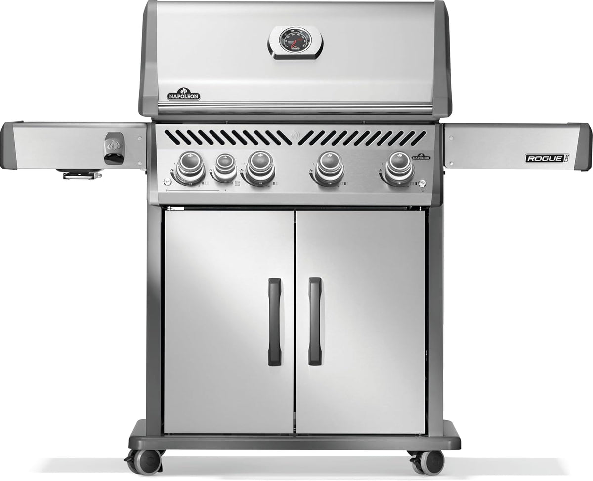 Napoleon Rogue PRO 525 Propane Gas Grill with Infrared Side Burner, Stainless Steel, Durable 5-Burner Outdoor BBQ