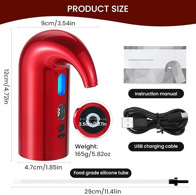 3-in-1 Electric Wine Aerator, Decanter & Dispenser Set – USB Rechargeable Automatic Wine Pourer, Ideal Gift for Wine Lovers