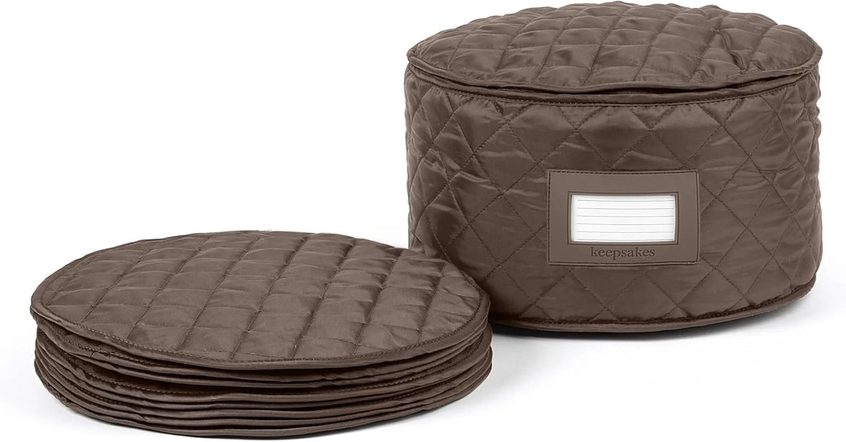 Covermates Keepsakes - Dish Storage - Padded Protection - ID Window - Stain Resistant - Machine Washable - China Storage, Bronze