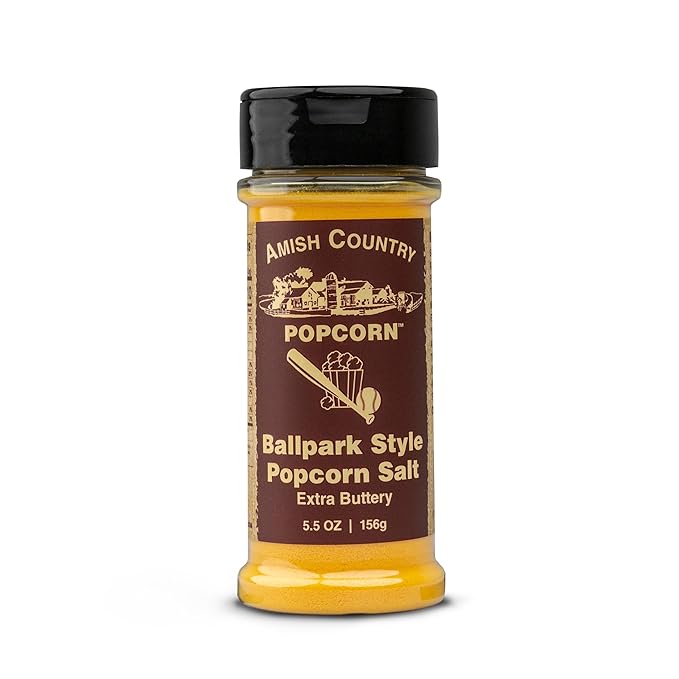 Amish Country Popcorn | Seasoning Variety Pack | 5 Bottles | Ballpark Buttersalt, Cheddar Cheese, White Cheddar, Ranch, Sour Cream and Onion | Old Fashioned, Non-GMO and Gluten Free