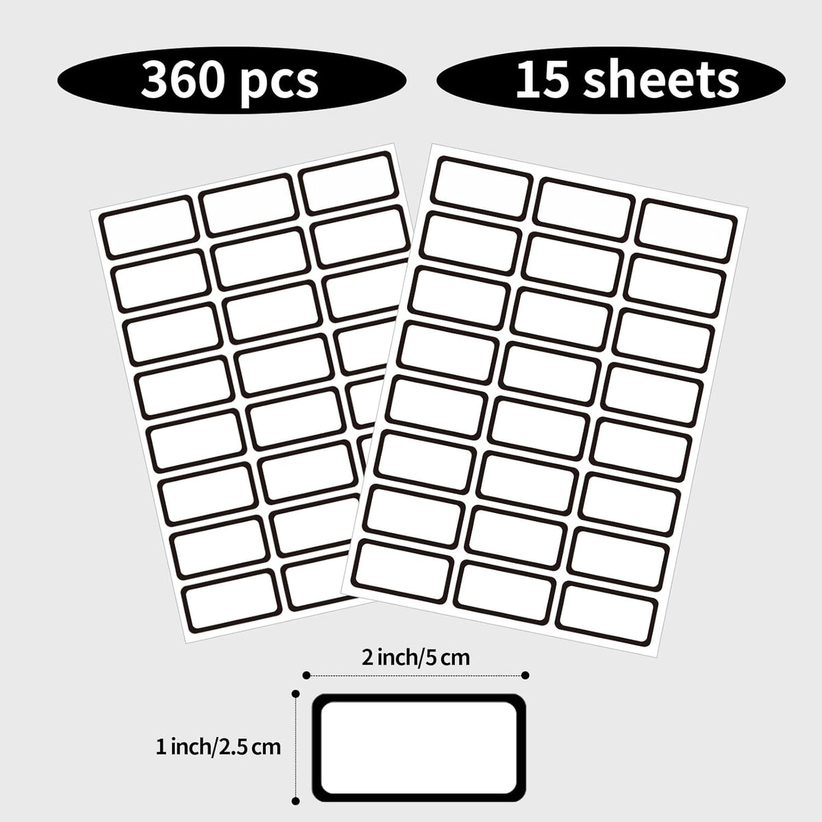 STARLIBOO Removable Labels, Blank Freezer Labels for Food Containers, 1x2 Inch Freezer Stickers, Freezer Labels to Write on/Waterproof Labels/Easy Peel Off (Black Border, 360 Labels)