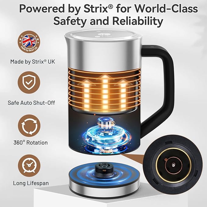 Secura Milk Frother, Electric Milk Steamer Stainless Steel, 8.4oz/250ml Automatic Hot and Cold Foam Maker and Milk Warmer for Latte, Cappuccinos, Macchiato, 120V