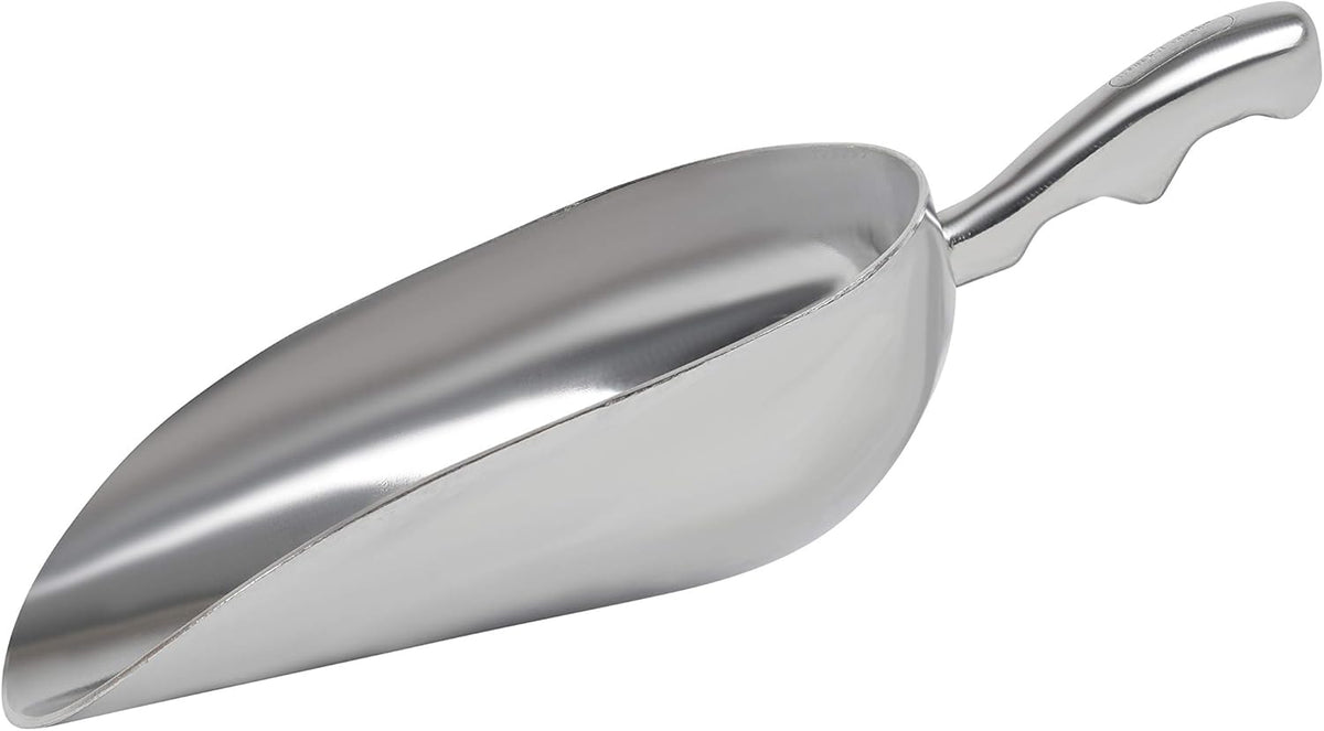 Cast Aluminum Utility Scoop - 24 oz. - Round Bottom, ice scoop For Multi-Purpose Use, With Finger Groove Handle (24 oz.)