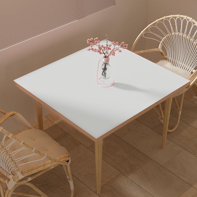 Leather Table Cover,1.8mm Thick,42x42 Inch Table Protector,Table Protector for Dining Room Table,Dining Table Cover,Table Cover Protector(Grayish White+Grayish White,42x42)